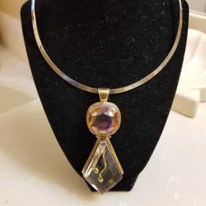 Sterling silver amber necklace pendant